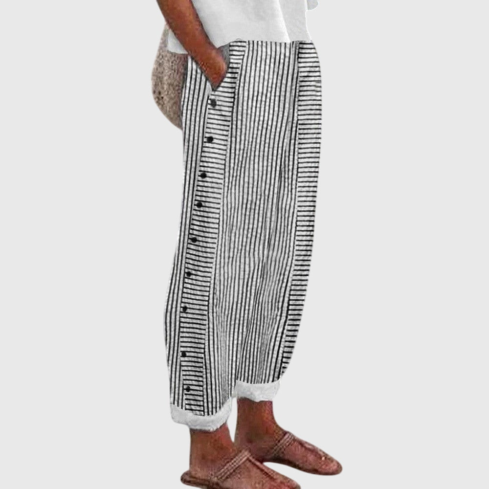REA | COMFORTABLE STRIPED CASUAL PANTS